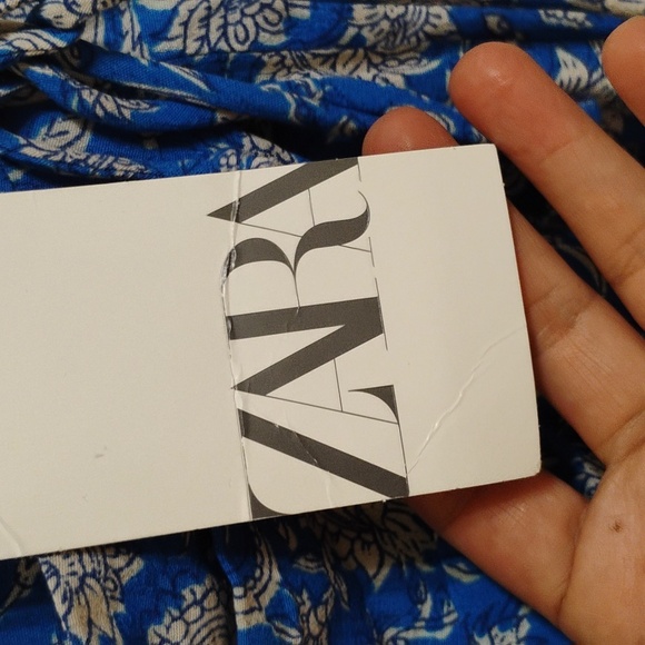 Zara Vibrant Blue Floral Patterned Pareo Short Size L - Picture 2 of 14